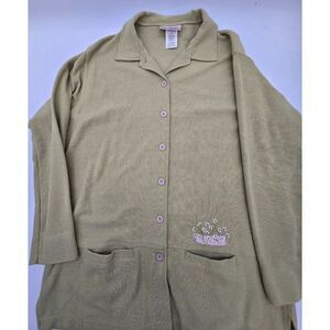 20th Street East By Morning Sun Womens XL Green Button-Up Cardigan With Floral E